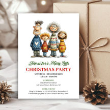 Whimsische Familien-Cartoon-Weihnachtskarte modern