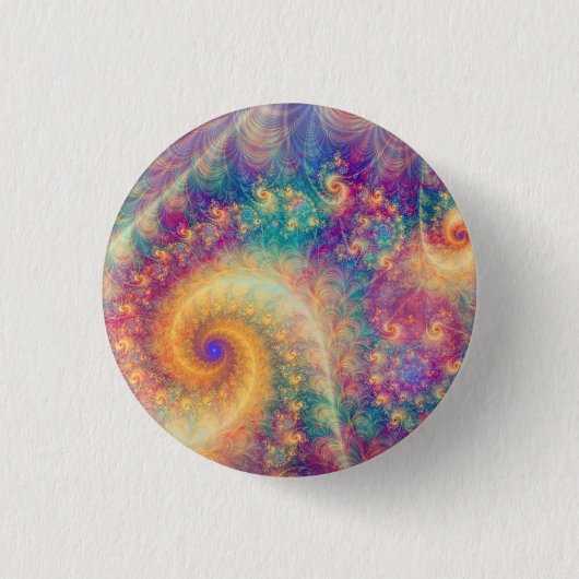 Whimsische Fantasy-Abstrakte Fraktal-Wirbelkunst Button (Vorderseite)