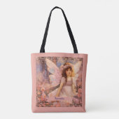 Whimsische Fee im träumerischen rosa Blumenmeer Tasche (Rückseite)