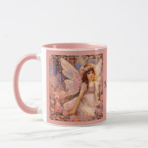 Whimsische Fee im traumhaften rosa Blumen Garten Tasse