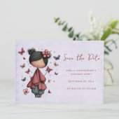 Whimsische Feenpuppe Retro süß Save The Date (Stehend Vorderseite)