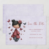 Whimsische Feenpuppe Retro süß Save The Date (Vorne/Hinten)