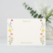 Whimsische Florale Abschlussfeier Dankeskarte (Stehend Vorderseite)