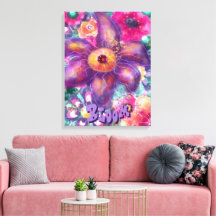 Whimsische florale abstrakte Kunst Teal Personalis