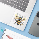 Whimsische florale Biene Aufkleber (Laptop mit iPhone)