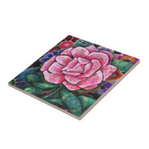 Whimsische Florale Pinke Rosen Art Nouveau Botanik