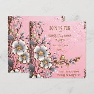 Whimsische Florale Rosa Romantische Hochzeitseinla Save The Date