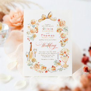 Whimsische französische florale handgezeichnete He Einladung