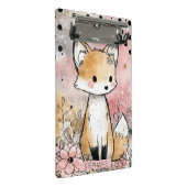 Whimsische Fuchs-Wasserfarben-Blumenkunst Mini Klemmbrett (Schrägansicht)
