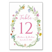 Whimsische Garten-Wildblumen-Hochzeit Tischnummer (Vorderseite)