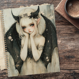 Whimsische Gothic Fantasy Fee mit Blumenkrone  Planer