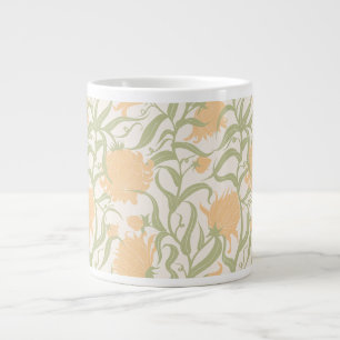 Whimsische große Blumen braun vintage Jumbo-Tasse