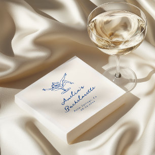 Whimsische handgezeichnete blaue Hen Party Serviette