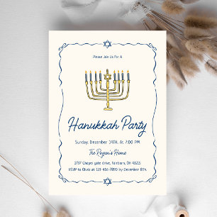 Whimsische handgezeichnete Doodle-Hanukkah-Party Einladung