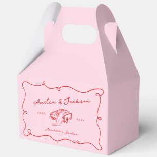 Whimsische handgezeichnete Hochzeit in Rosa und Ro Geschenkschachtel
