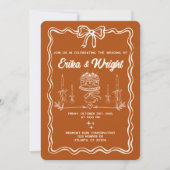 Whimsische handgezeichnete Hochzeitseinladung mit Einladung (Vorderseite)