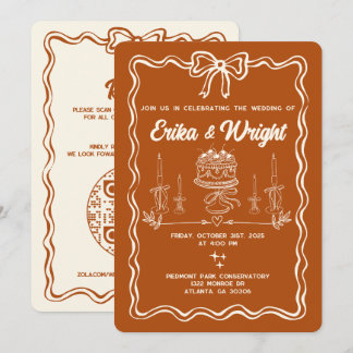 Whimsische handgezeichnete Hochzeitseinladung mit Einladung