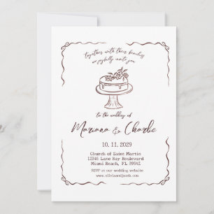 Whimsische handgezeichnete Hochzeitsillustration Einladung