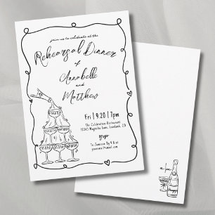 Whimsische handgezeichnete Hochzeitsprobe-Dinnerpa Einladung
