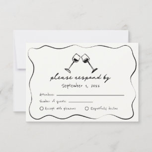 Whimsische handgezeichnete Weinkelch-Hochzeit RSVP Karte