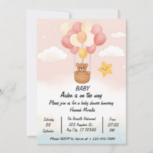 Whimsische Heißluftballon-Baby-Party-Einladung Einladung