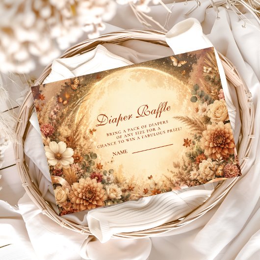 Whimsische Herbst-Boho-Windel-Raffle Begleitkarte