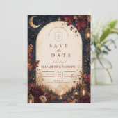 Whimsische himmlische Herbsthochzeit Save The Date (Stehend Vorderseite)