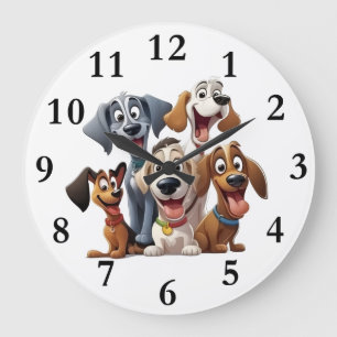 Whimsische Hunde Große Wanduhr