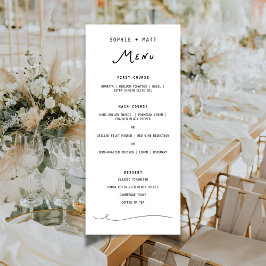 Whimsische Kalligrafie Minimalistische Hochzeitska Menükarte