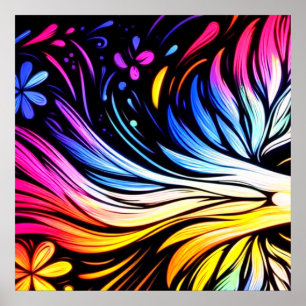Whimsische Kunst an einer modernen Kunstwand Poster