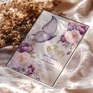 Whimsische Lavendel-Blumen-Babyparty Acryleinladungen