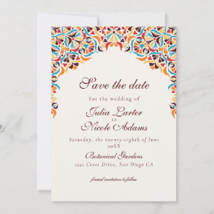 Whimsische Luxus-Elfenbein-Blumenstil-Rahmenhochze Save The Date