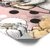 Whimsische Mause-Blumen-Aquarell-Kunst Poster (Ecke)
