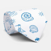 Whimsische Möwe Nautical Doodle Muster Krawatte (Gerollt)