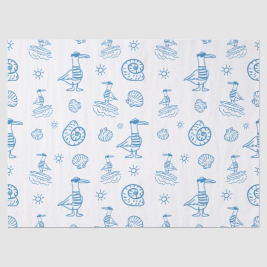 Whimsische Möwe Nautical Doodle Muster Seidenpapier (Vorderseite)