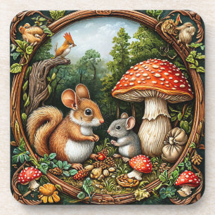 Whimsische Naturszene mit Eichhörnchen Getränkeuntersetzer