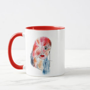 Whimsische neurografische Linienkunst Mädchen Bunt Tasse