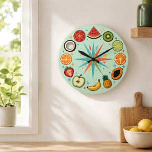 Whimsische Obst-Uhr Gesicht Große Wanduhr