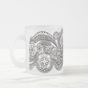 Whimsische ornamentale Zentangle-Spitzenblumen mat Mattglastasse