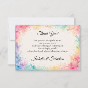 Whimsische Pastell-Wasserfarben-Romanze Hochzeit Dankeskarte