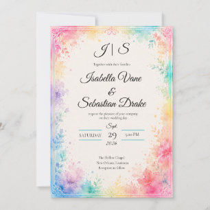 Whimsische Pastell-Wasserfarben-Romanze Hochzeit Einladung