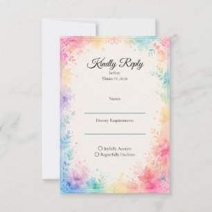 Whimsische Pastell-Wasserfarben-Romanze Hochzeit RSVP Karte