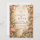 Whimsische Pilzwaldhochzeit Save The Date (Vorderseite)