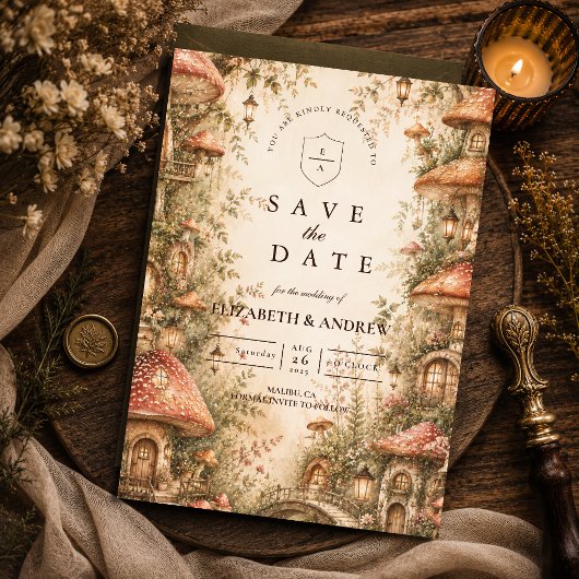 Whimsische Pilzwaldhochzeit Save The Date