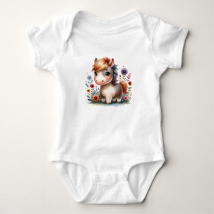 Whimsische Ponydarstellung Kawaii Pferdedesign Baby Strampler