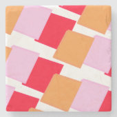 Whimsische Quadrate Rot Orange Pink Steinuntersetzer (Vorderseite)