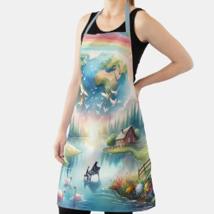 Whimsische Regenbogen-Erde Fantasy-Szene Schürze