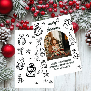 Whimsische Retro-Weihnachtsbogen-Foto-Feiertagskar Einladung