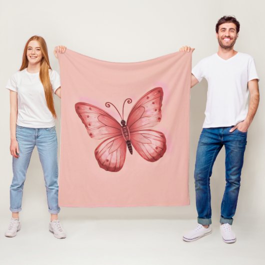 Whimsische rosa Fliege Fleecedecke (Beispiel)