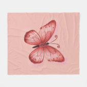 Whimsische rosa Fliege Fleecedecke (Vorderseite (Horizontal))